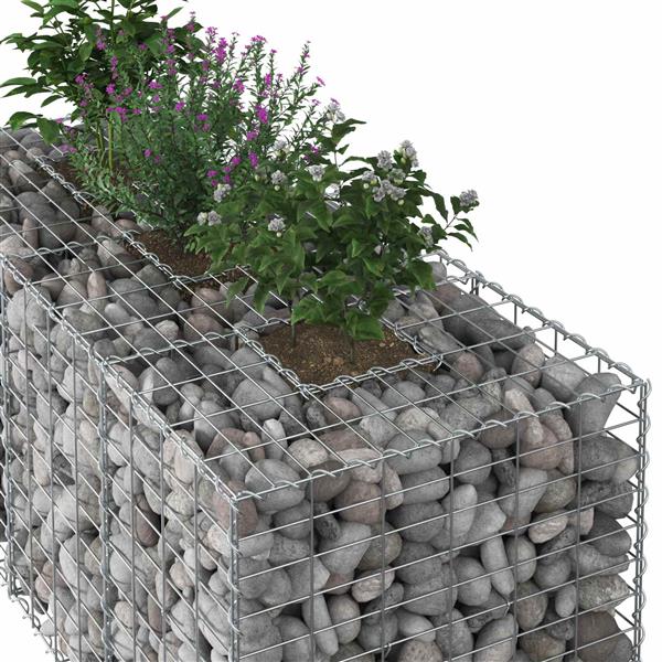 Grote foto vidaxl gabion verhoogd bed zilver 140 x 60 x 55 cm tuin en terras hekken en schuttingen