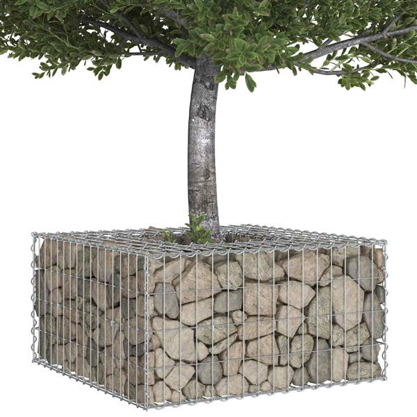 Grote foto vidaxl gabion verhoogd bed zilver 80 x 80 x 40 cm gegalvaniseerd staal tuin en terras hekken en schuttingen