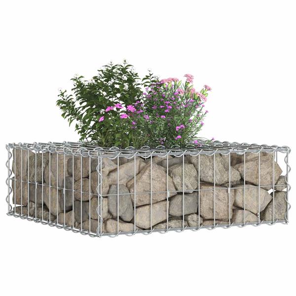 Grote foto vidaxl gabion verhoogd bed zilver 60 x 60 x 20 cm gegalvaniseerd staal tuin en terras hekken en schuttingen