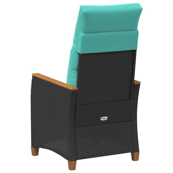 Grote foto vidaxl verstelbare tuinstoel zwart en turquoise 64 x 57 5 x 112 cm tuin en terras tuinmeubelen