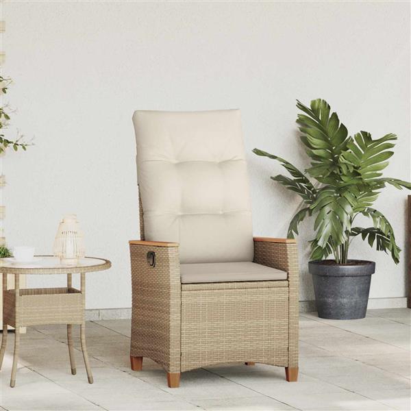 Grote foto vidaxl verstelbare tuinstoel beige en cr me 64 x 57 5 x 112 cm tuin en terras tuinmeubelen