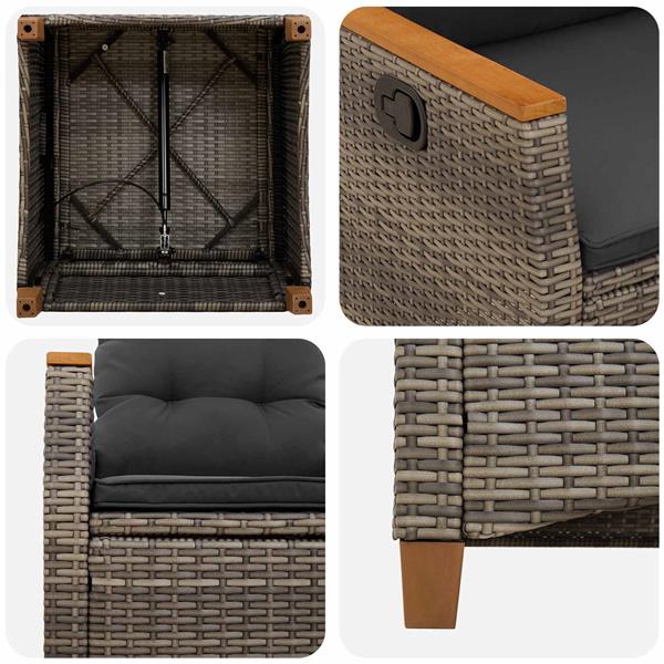 Grote foto vidaxl verstelbare tuinstoel grijs en donkergrijs 64 x 57 5 x 112 cm tuin en terras tuinmeubelen