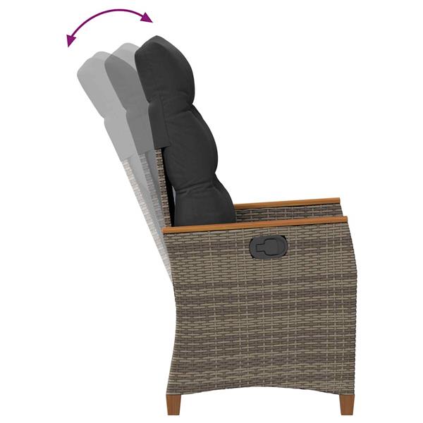 Grote foto vidaxl verstelbare tuinstoel grijs en donkergrijs 64 x 57 5 x 112 cm tuin en terras tuinmeubelen