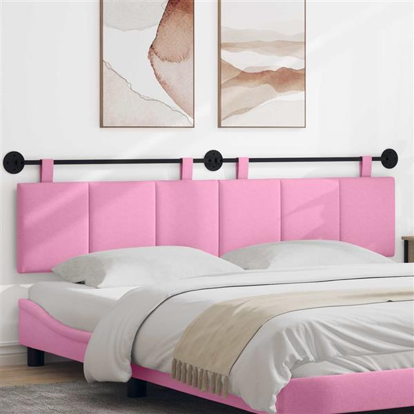Grote foto vidaxl hangend hoofdeinde wandgemonteerd roze 210 x 55 x 5 cm stof antiek en kunst stoelen en banken
