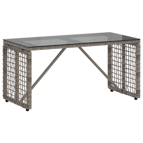 Grote foto vidaxl buiten tafel grijs en zwart 80 x 40 x 40 cm pe rattan en glas tuin en terras tuinmeubelen