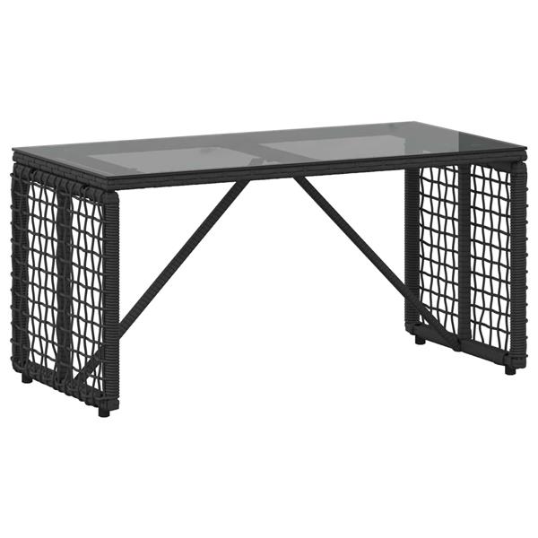 Grote foto vidaxl buiten tafel zwart 80 x 40 x 40 cm pe rattan en glas tuin en terras tuinmeubelen