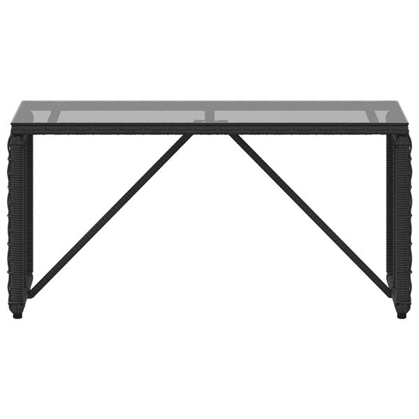 Grote foto vidaxl buiten tafel zwart 80 x 40 x 40 cm pe rattan en glas tuin en terras tuinmeubelen