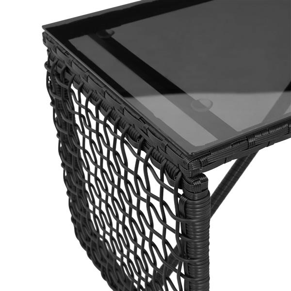 Grote foto vidaxl buiten tafel zwart 80 x 40 x 40 cm pe rattan en glas tuin en terras tuinmeubelen