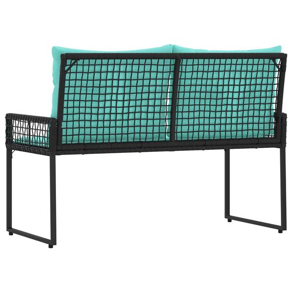 Grote foto vidaxl tuinbank zwart en turquoise 118 x 55 x 82 cm pe rattan en stof tuin en terras tuinmeubelen