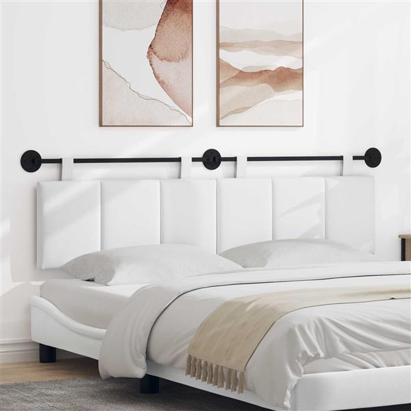 Grote foto vidaxl hangend hoofdeinde wandgemonteerd wit 190 x 55 x 5 cm stof antiek en kunst stoelen en banken