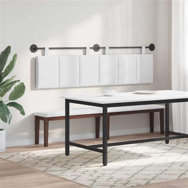 Grote foto vidaxl hangend hoofdeinde wandgemonteerd wit 190 x 55 x 5 cm stof antiek en kunst stoelen en banken