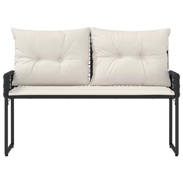 Grote foto vidaxl tuinbank zwart en cream wit 118 x 55 x 82 cm pe rattan en stof tuin en terras tuinmeubelen