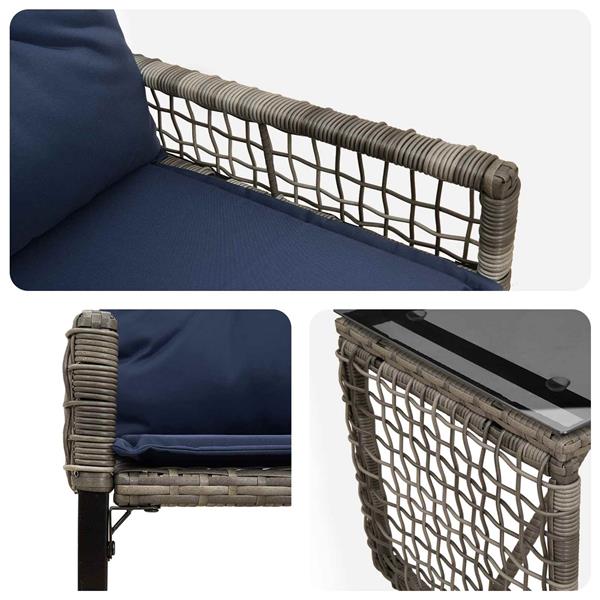 Grote foto vidaxl buitenmeubelset met kussen 3 pcs grijs en marineblauw tuin en terras tuinmeubelen