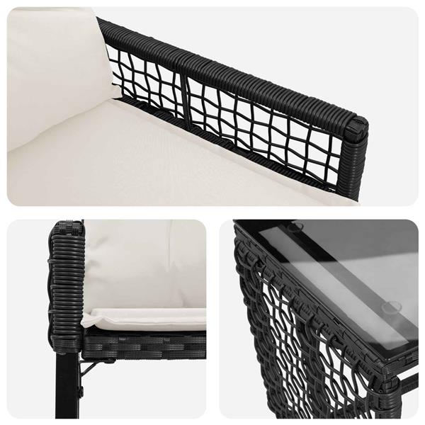 Grote foto vidaxl buitenmeubelset met kussen 3 pcs zwart en wit tuin en terras tuinmeubelen