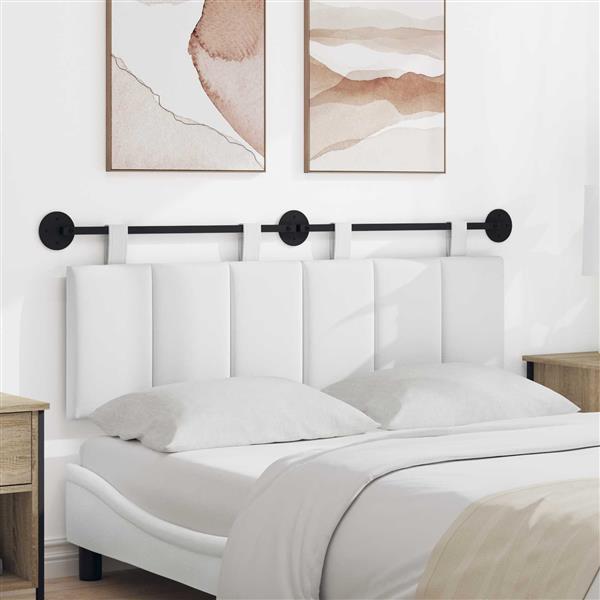 Grote foto vidaxl hangend hoofdeinde wandgemonteerd wit 150 x 55 x 5 cm stof antiek en kunst stoelen en banken