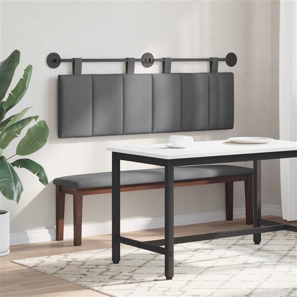 Grote foto vidaxl hangend hoofdeinde gestreept donkergrijs 150 x 55 x 5 cm stof antiek en kunst stoelen en banken