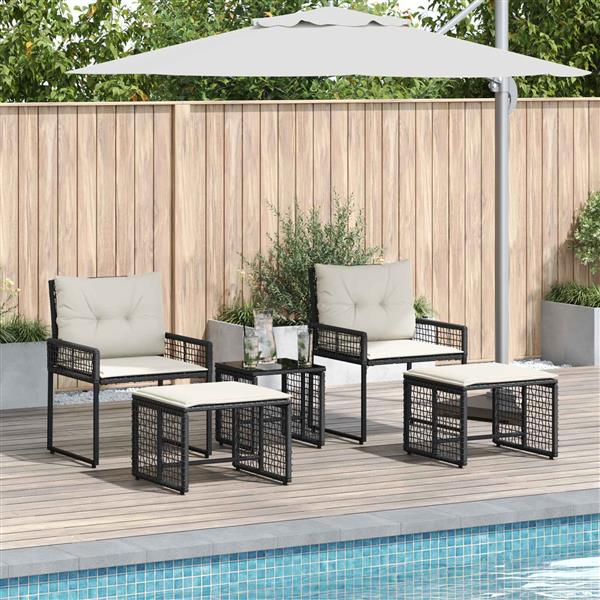 Grote foto vidaxl buitenmeubelset met kussen 5 pcs zwart en wit tuin en terras tuinmeubelen