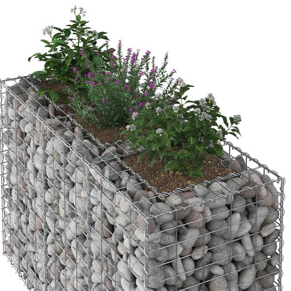 Grote foto vidaxl schanskorf verhoogde plantenbak zilver 130 x 50 x 80 cm tuin en terras hekken en schuttingen