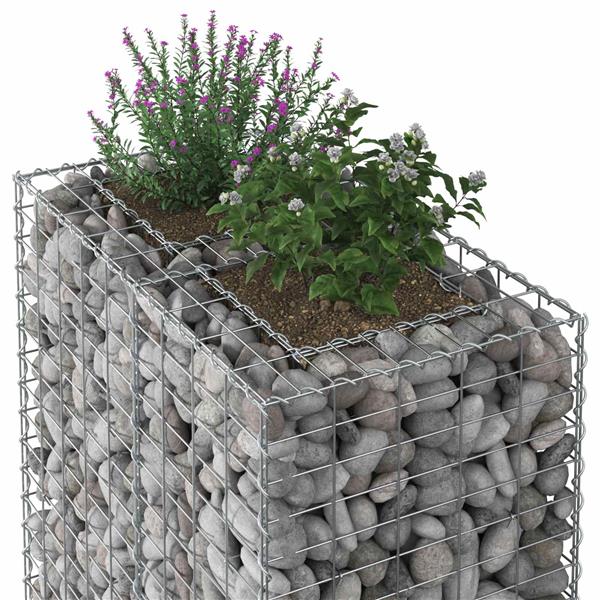 Grote foto vidaxl gabion verhoogd bed zilver 90 x 50 x 80 cm gegalvaniseerd staal tuin en terras hekken en schuttingen