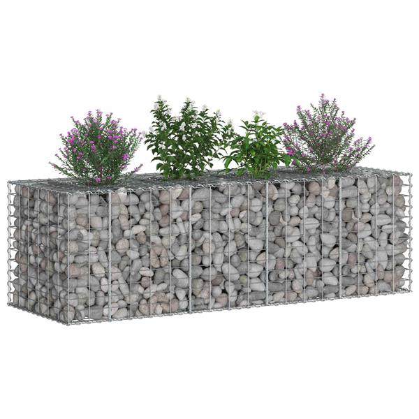 Grote foto vidaxl gabion verhoogd bed zilver 180 x 60 x 55 cm tuin en terras hekken en schuttingen