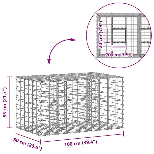Grote foto vidaxl gabion verhoogd bed zilver 100 x 60 x 55 cm tuin en terras hekken en schuttingen