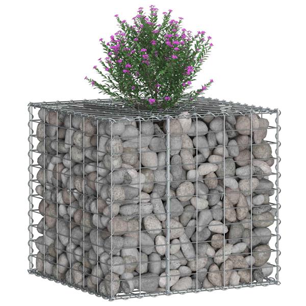 Grote foto vidaxl gabion verhoogd bed zilver 60 x 60 x 55 cm gegalvaniseerd staal tuin en terras hekken en schuttingen
