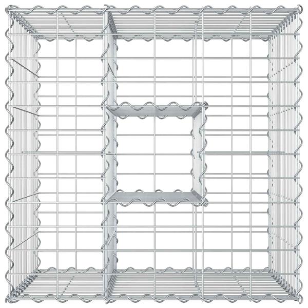 Grote foto vidaxl gabion verhoogd bed zilver 60 x 60 x 55 cm gegalvaniseerd staal tuin en terras hekken en schuttingen