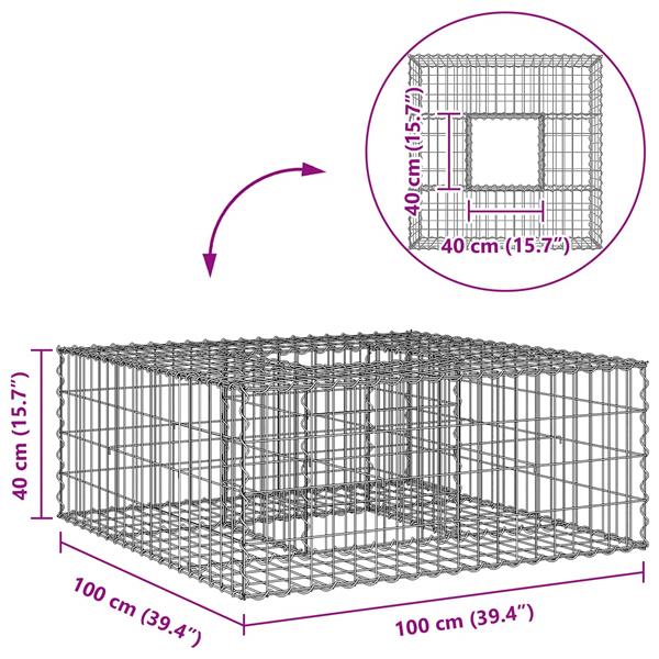 Grote foto vidaxl gabion verhoogd bed zilver 100 x 100 x 40 cm tuin en terras hekken en schuttingen