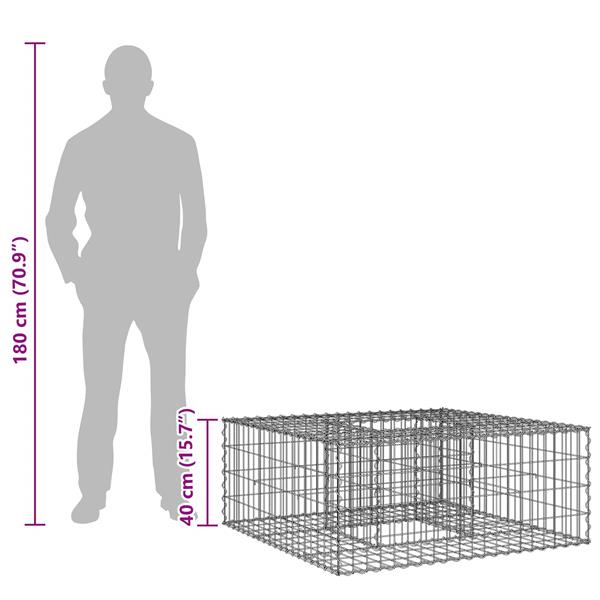 Grote foto vidaxl gabion verhoogd bed zilver 100 x 100 x 40 cm tuin en terras hekken en schuttingen