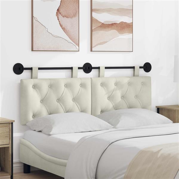 Grote foto vidaxl hangend hoofdeinde wandgemonteerd cr me 150 x 55 x 7 cm fluweel antiek en kunst stoelen en banken