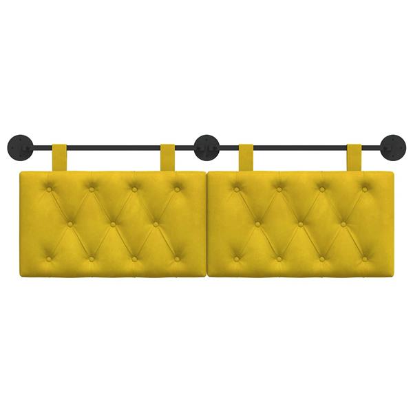 Grote foto vidaxl hangend hoofdeinde wandgemonteerd geel 150 x 55 x 7 cm fluweel antiek en kunst stoelen en banken