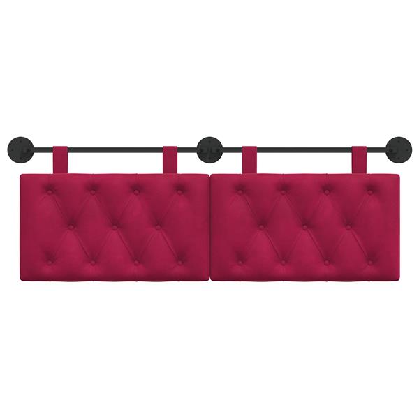 Grote foto vidaxl hangend hoofdeinde wijnrood 150 x 55 x 7 cm fluweel antiek en kunst stoelen en banken