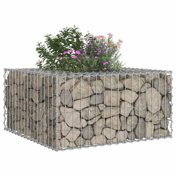 Grote foto vidaxl gabion verhoogd bed zilver 80 x 80 x 40 cm gegalvaniseerd staal tuin en terras hekken en schuttingen