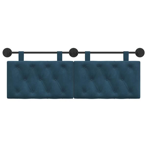 Grote foto vidaxl hangend hoofdeinde wandgemonteerd blauw 130 x 55 x 7 cm fluweel antiek en kunst stoelen en banken