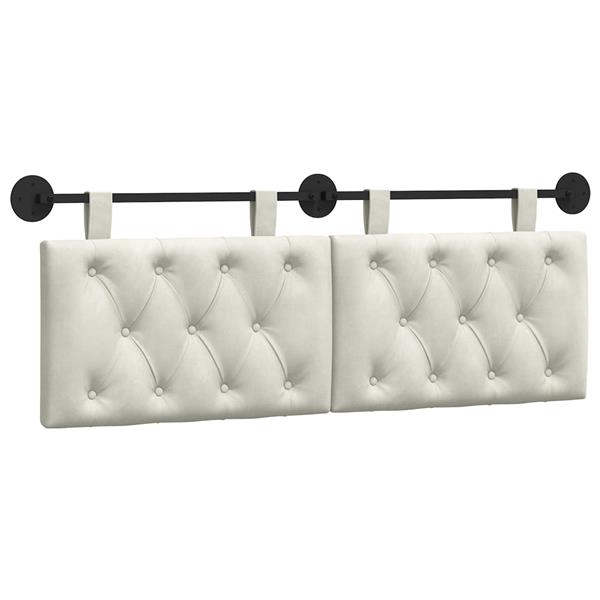 Grote foto vidaxl hangend hoofdeinde wandgemonteerd cr me 130 x 55 x 7 cm fluweel antiek en kunst stoelen en banken