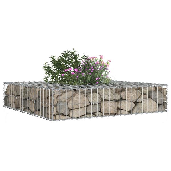 Grote foto vidaxl gabion verhoogd bed zilver 100 x 100 x 20 cm tuin en terras hekken en schuttingen