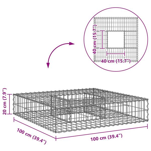 Grote foto vidaxl gabion verhoogd bed zilver 100 x 100 x 20 cm tuin en terras hekken en schuttingen