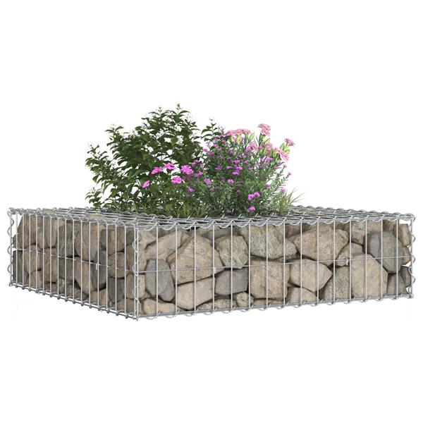 Grote foto vidaxl gabion verhoogd bed zilver 80 x 80 x 20 cm gegalvaniseerd staal tuin en terras hekken en schuttingen