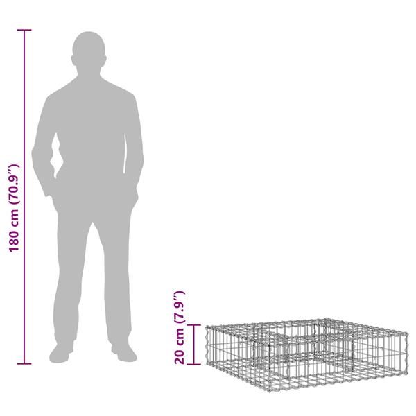 Grote foto vidaxl gabion verhoogd bed zilver 80 x 80 x 20 cm gegalvaniseerd staal tuin en terras hekken en schuttingen
