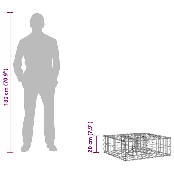 Grote foto vidaxl gabion verhoogd bed zilver 60 x 60 x 20 cm gegalvaniseerd staal tuin en terras hekken en schuttingen