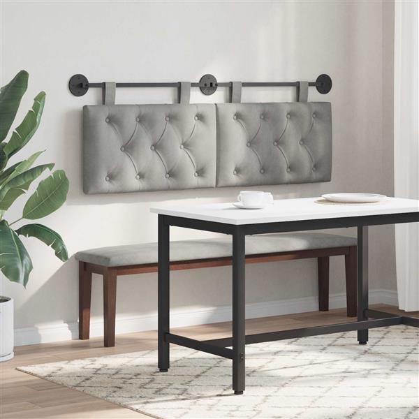 Grote foto vidaxl hangend hoofdeinde lichtgrijs 130 x 55 x 7 cm fluweel antiek en kunst stoelen en banken
