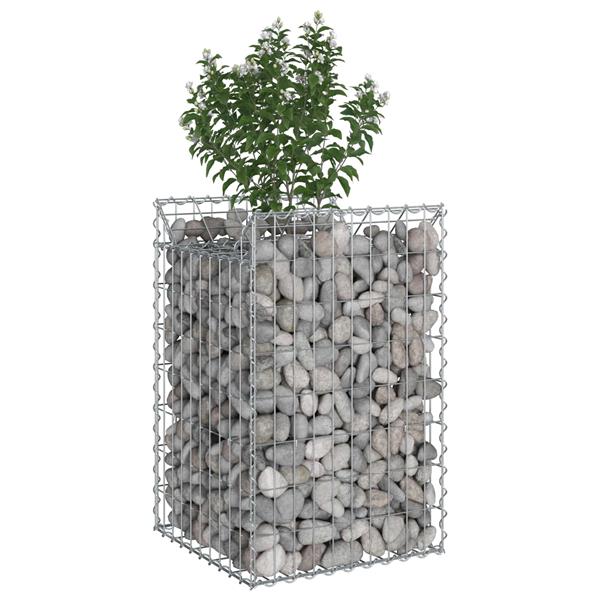 Grote foto vidaxl gabion verhoogd bed zilver 50 x 50 x 80 cm gegalvaniseerd staal tuin en terras hekken en schuttingen