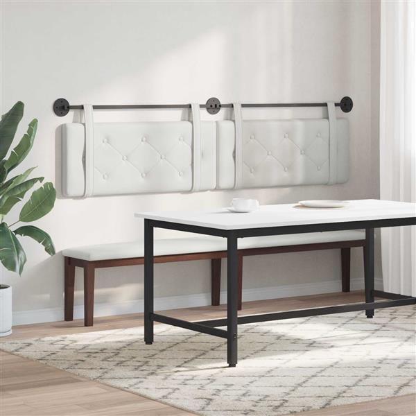 Grote foto vidaxl hangend hoofdeinde wandgemonteerd wit 210 x 55 x 5 cm nep leer antiek en kunst stoelen en banken