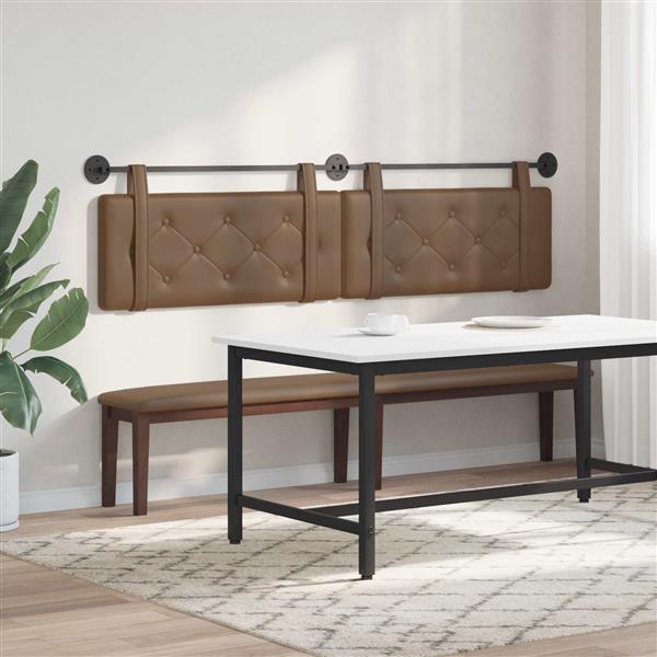 Grote foto vidaxl hangend hoofdeinde cappuccino 210 x 55 x 5 cm nep leer antiek en kunst stoelen en banken