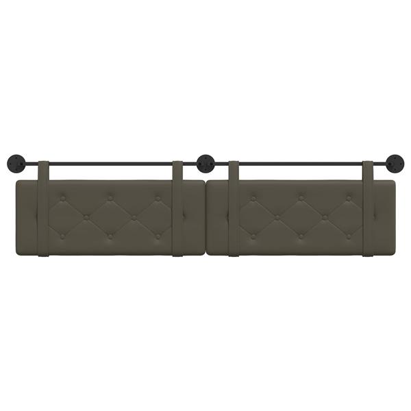 Grote foto vidaxl hangend hoofdeinde grijs 210 x 55 x 5 cm nep leer antiek en kunst stoelen en banken