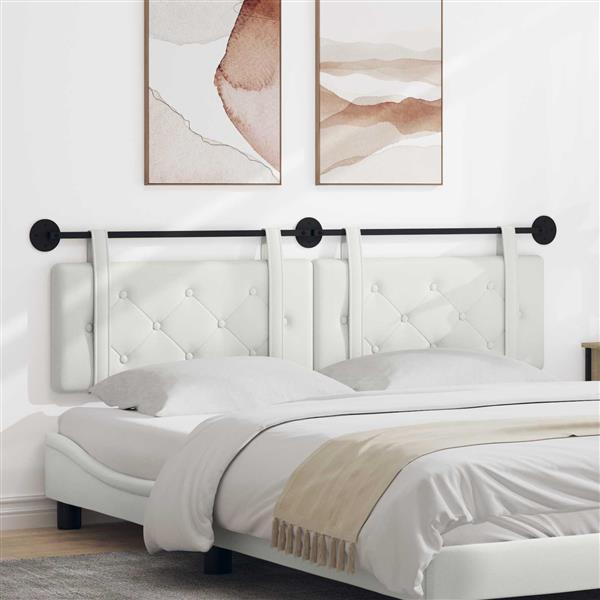 Grote foto vidaxl hangend hoofdeinde wandgemonteerd wit 190 x 55 x 5 cm nep leer antiek en kunst stoelen en banken