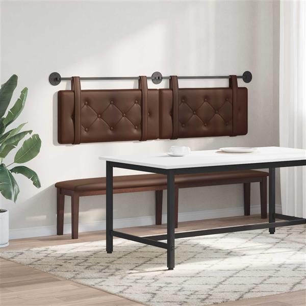 Grote foto vidaxl hangend hoofdeinde bruin 190 x 55 x 5 cm nep leer antiek en kunst stoelen en banken