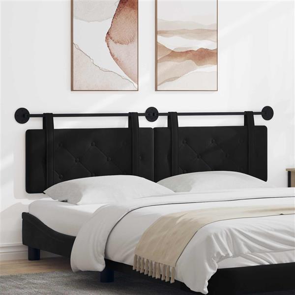 Grote foto vidaxl hangend hoofdeinde wandgemonteerd zwart 190 x 55 x 5 cm fluweel antiek en kunst stoelen en banken