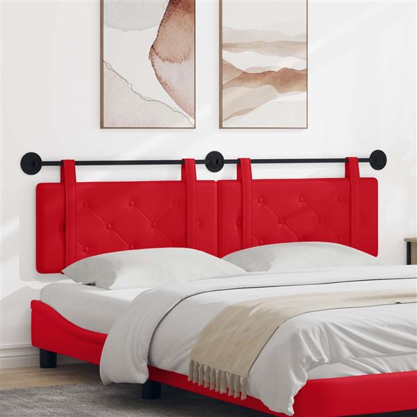 Grote foto vidaxl hangend hoofdeinde wandgemonteerd rood 170 x 55 x 5 cm nep leer antiek en kunst stoelen en banken