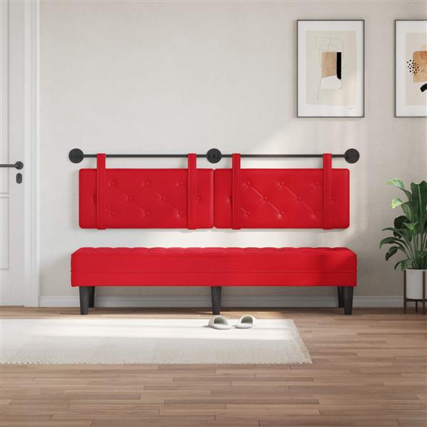 Grote foto vidaxl hangend hoofdeinde wandgemonteerd rood 170 x 55 x 5 cm nep leer antiek en kunst stoelen en banken